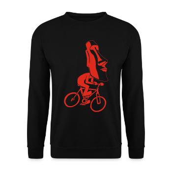 Radtour auf der Osterinsel (rot) - Unisex Pullover - Schwarz - Vorne - Alina (178cm) & Michal (187cm)