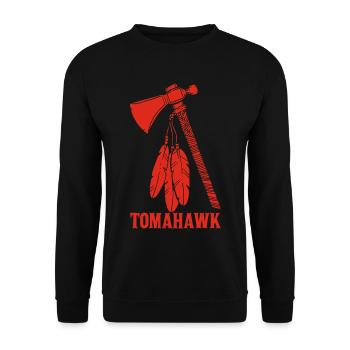 roter Tomahawk - Unisex Pullover - Schwarz - Vorne - Alina (178cm) & Michal (187cm)