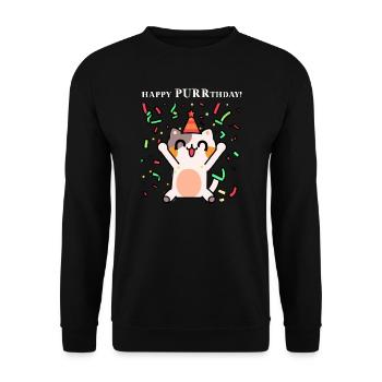 Chat Joyeux anniversaire Mignon Idée cadeau Anniversaire - Sweat-shirt Unisexe - noir - Devant - Alina (178cm) & Michal (187cm)