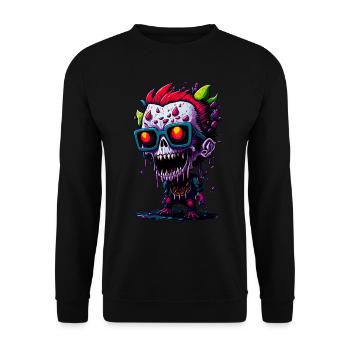Bunter cooler Zombie - Unisex Pullover - Schwarz - Vorne - Alina (178cm) & Michal (187cm)