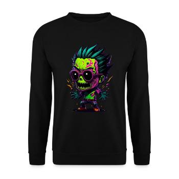Bunter cooler Zombie - Unisex Pullover - Schwarz - Vorne - Alina (178cm) & Michal (187cm)