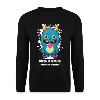 Monster Lächeln - Unisex Pullover - Schwarz - Vorne - Alina (178cm) & Michal (187cm)