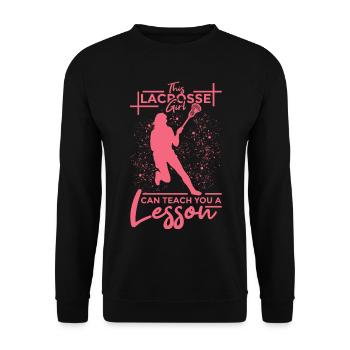 Lacrosse Mädel - Unisex Pullover - Schwarz - Vorne - Alina (178cm) & Michal (187cm)