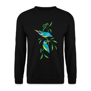 Vögel und Natur - Unisex Pullover - Schwarz - Vorne - Alina (178cm) & Michal (187cm)