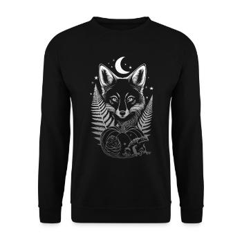 Mystical Fox with Pumpkin - Night in the Autumn Forest - Unisex Sweatshirt - black - Front - Alina (178cm) & Michal (187cm)