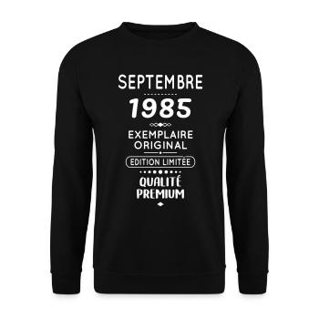 Anniversaire 40 ans - Septembre 1985 Original - Sweat-shirt Unisexe - noir - Devant - Alina (178cm) & Michal (187cm)