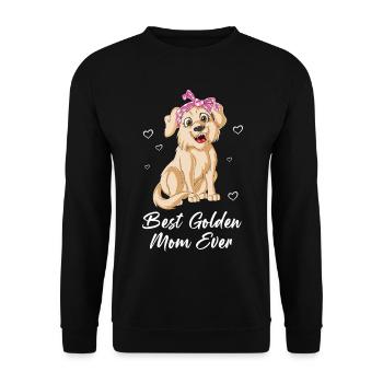 Mignonne maman Golden Retriever avec arc rose et cœurs - Sweat-shirt Unisexe - noir - Devant - Alina (178cm) & Michal (187cm)