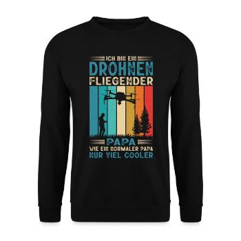 Drohnenpilot Papa Geschenk Drohne Männer - Unisex Pullover - Schwarz - Vorne - Alina (178cm) & Michal (187cm)