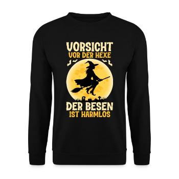 Beware of the witch The broom is harmless - Unisex Sweatshirt - black - Front - Alina (178cm) & Michal (187cm)