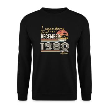 December 1980 45th Anniversary Gift - Unisex Sweatshirt - black - Front - Alina (178cm) & Michal (187cm)