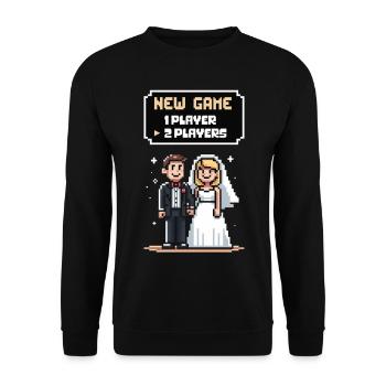 The Day After Wedding Husband Wife Humor Gamer - Unisex Sweatshirt - black - Front - Alina (178cm) & Michal (187cm)