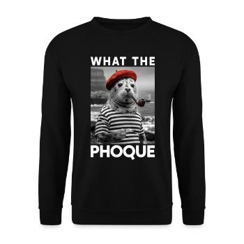 Was der Phoque Baskenland Baskisches Regionalhumor - Unisex Pullover - Schwarz - Vorne - Alina (178cm) & Michal (187cm)
