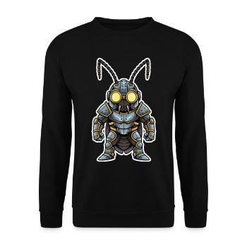 Kakerlaken-Steampunk-Soldaten-Rüstung Stahl-Bläuliches - Unisex Pullover - Schwarz - Vorne - Alina (178cm) & Michal (187cm)