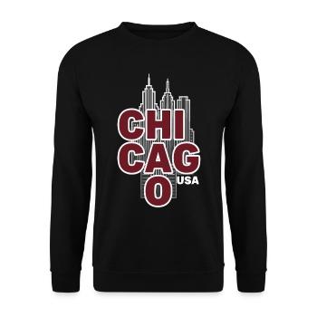 Chicago Skyline, USA, Illinois - Sweat-shirt Unisexe - noir - Devant - Alina (178cm) & Michal (187cm)