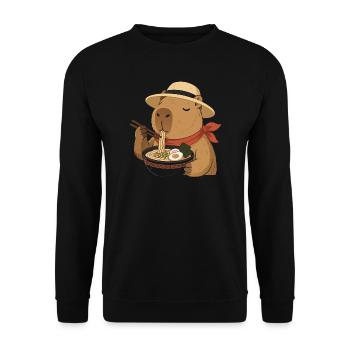 Capybara Ramen: Kawaii japanische Köstlichkeit - Unisex Pullover - Schwarz - Vorne - Alina (178cm) & Michal (187cm)