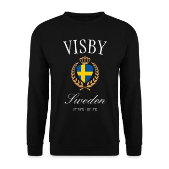 Visby Schweden Wappen Krone – Reise Souvenir - Unisex Pullover - Schwarz - Vorne - Alina (178cm) & Michal (187cm)