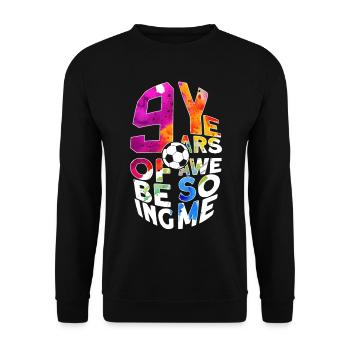 9 ANS D’EXPÉRIENCE DE FOOTBALL GÉNIAL 9E ANNIVERSAIRE - Sweat-shirt Unisexe - noir - Devant - Alina (178cm) & Michal (187cm)