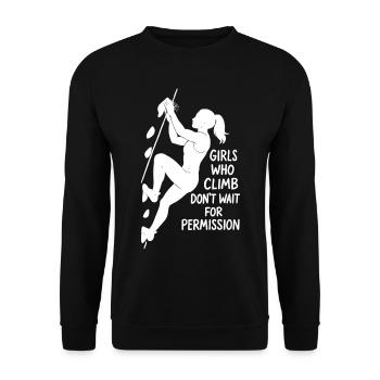 Silhouette de bloc : Chel-shirt des filles qui grimpent - Sweat-shirt Unisexe - noir - Devant - Alina (178cm) & Michal (187cm)