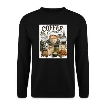 Kaffeekultur Paris Café Collage - Unisex Pullover - Schwarz - Vorne - Alina (178cm) & Michal (187cm)
