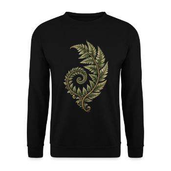 Fibonacci Spirale Farn – Mathematik und Natur - Unisex Pullover - Schwarz - Vorne - Alina (178cm) & Michal (187cm)