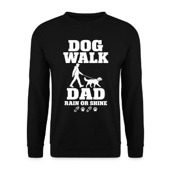 Hundepapa Gassi – Dog Walk Dad Rain or Shine - Unisex Pullover - Schwarz - Vorne - Alina (178cm) & Michal (187cm)