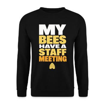 Bienen halten eine Mitarbeiterbesprechung - Unisex Pullover - Schwarz - Vorne - Alina (178cm) & Michal (187cm)