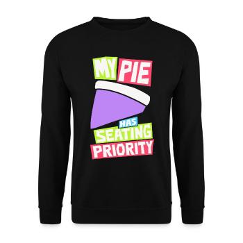 Pie – My Pie Has Seating Priority - Unisex Pullover - Schwarz - Vorne - Alina (178cm) & Michal (187cm)