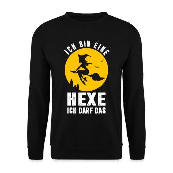 Hexenkostüm Halloween Hexe Hexenbesen Hexenhut - Unisex Pullover - Schwarz - Vorne - Alina (178cm) & Michal (187cm)