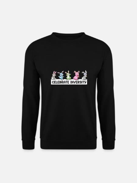 Feiern Sie Diversity Rabbit Pet Lover Ostern - Unisex Pullover - Schwarz