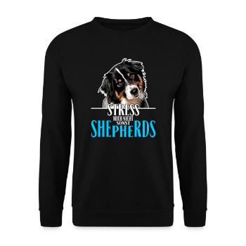 AUSTRALIAN SHEPHERD le stress ne me - Sweat-shirt Unisexe - noir - Devant - Alina (178cm) & Michal (187cm)