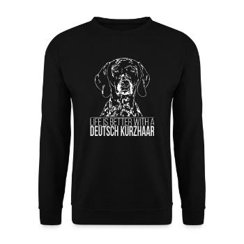 GERMAN SHORTHAIR Life is better Wilsigns Gift - Unisex Sweatshirt - black - Front - Alina (178cm) & Michal (187cm)