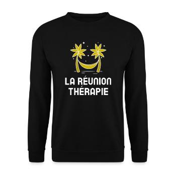 LA REUNION THERAPIE - Sweat-shirt Unisexe - noir - Devant - Alina (178cm) & Michal (187cm)