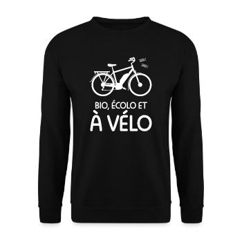 Bio, écolo et à vélo ! Humour cycliste/écologie - Sweat-shirt Unisexe - noir - Devant - Alina (178cm) & Michal (187cm)