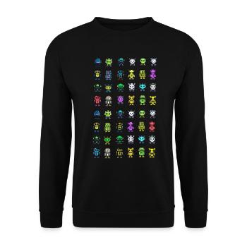 Süße Roboter Muster - Unisex Pullover - Schwarz - Vorne - Alina (178cm) & Michal (187cm)