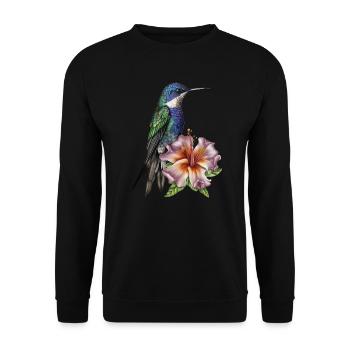 Mignon colibri avec fleur - Sweat-shirt Unisexe - noir - Devant - Alina (178cm) & Michal (187cm)