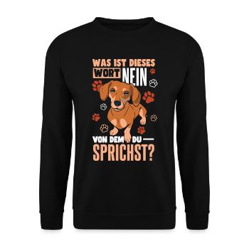 Dachshund Sprüche & Geschenke Dackel - Unisex Pullover - Schwarz - Vorne - Alina (178cm) & Michal (187cm)