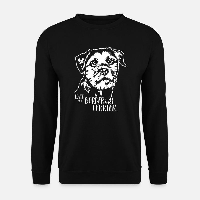 Loved by a Border Terrier Hunde Hund Wilsigns - Unisex Pullover - Schwarz