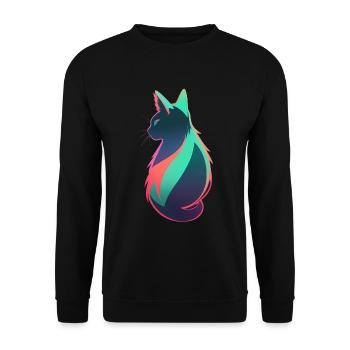 wonderful cat neon colorful colorful - Unisex Sweatshirt - black - Front - Alina (178cm) & Michal (187cm)