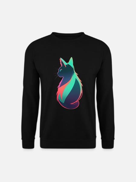 wundervolle Katze neon bunt farbenfroh - Unisex Pullover - Schwarz