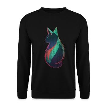 Neon Katze Kunst - Unisex Pullover - Schwarz - Vorne - Alina (178cm) & Michal (187cm)