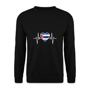 Cuba Kuba Flagge Herz National Havanna Geschenk - Unisex Pullover - Schwarz - Vorne - Alina (178cm) & Michal (187cm)