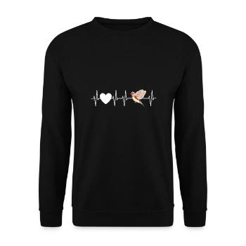 Heart Rate / My Heartbeat Zebra Finches Finches - Unisex Sweatshirt - black - Front - Alina (178cm) & Michal (187cm)