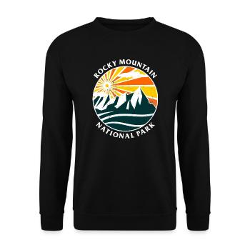 Rocky Mountain Nationalpark Grafik - Unisex Pullover - Schwarz - Vorne - Alina (178cm) & Michal (187cm)