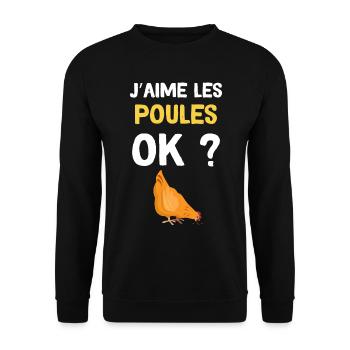 Amour Des Poules Humour Jardin Ferme - Sweat-shirt Unisexe - noir - Devant - Alina (178cm) & Michal (187cm)