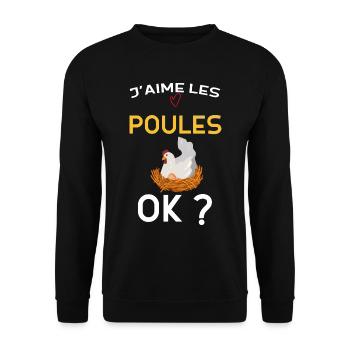 Poules Amour Et Passion Cadeau Ferme Humour - Sweat-shirt Unisexe - noir - Devant - Alina (178cm) & Michal (187cm)