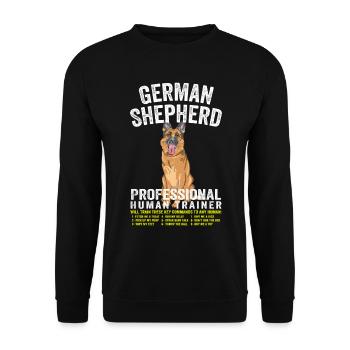 Deutscher Schäferhund Professioneller Humantrainer - Unisex Pullover - Schwarz - Vorne - Alina (178cm) & Michal (187cm)