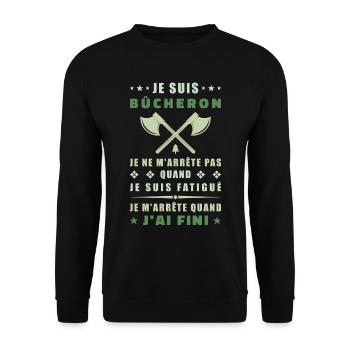 Ich bin Holzfäller - Unisex Pullover - Schwarz - Vorne - Alina (178cm) & Michal (187cm)