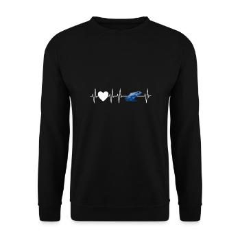 Frosch Herzschlag - Pfeilgiftfrosch Dendrobat - Unisex Pullover - Schwarz - Vorne - Alina (178cm) & Michal (187cm)