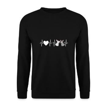 Heart Rate Pulse ECG - My Heartbeat Rabbit - Unisex Sweatshirt - black - Front - Alina (178cm) & Michal (187cm)