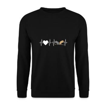 Cardiofréquences ECG - Mon rythme cardiaque souris de course - Sweat-shirt Unisexe - noir - Devant - Alina (178cm) & Michal (187cm)